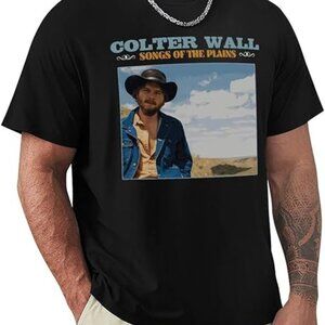 Colter Wall "Songs of the Plains" Black Graphic Short Sleeve T-Shirt Mens M EUC